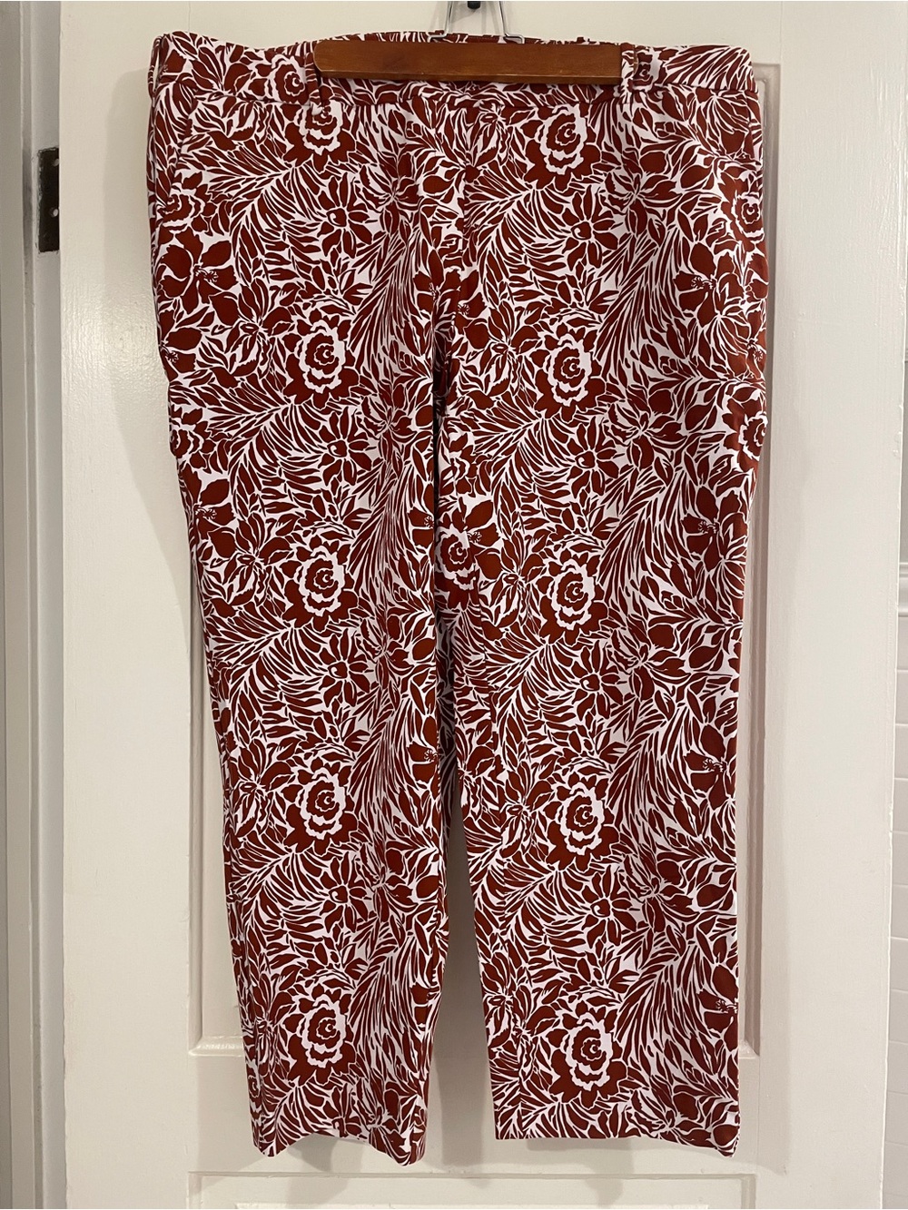 Lands' End Rust and White Floral Ankle Pants Size 20W